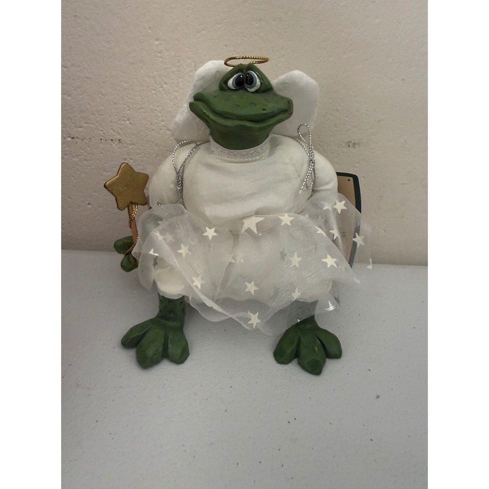 Russ Berrie The Country Folks Dreamweaver Frog Angel Figurine Star Wand NWT